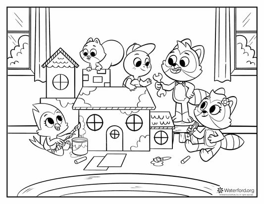 Character Group Project Coloring Page - In Stock