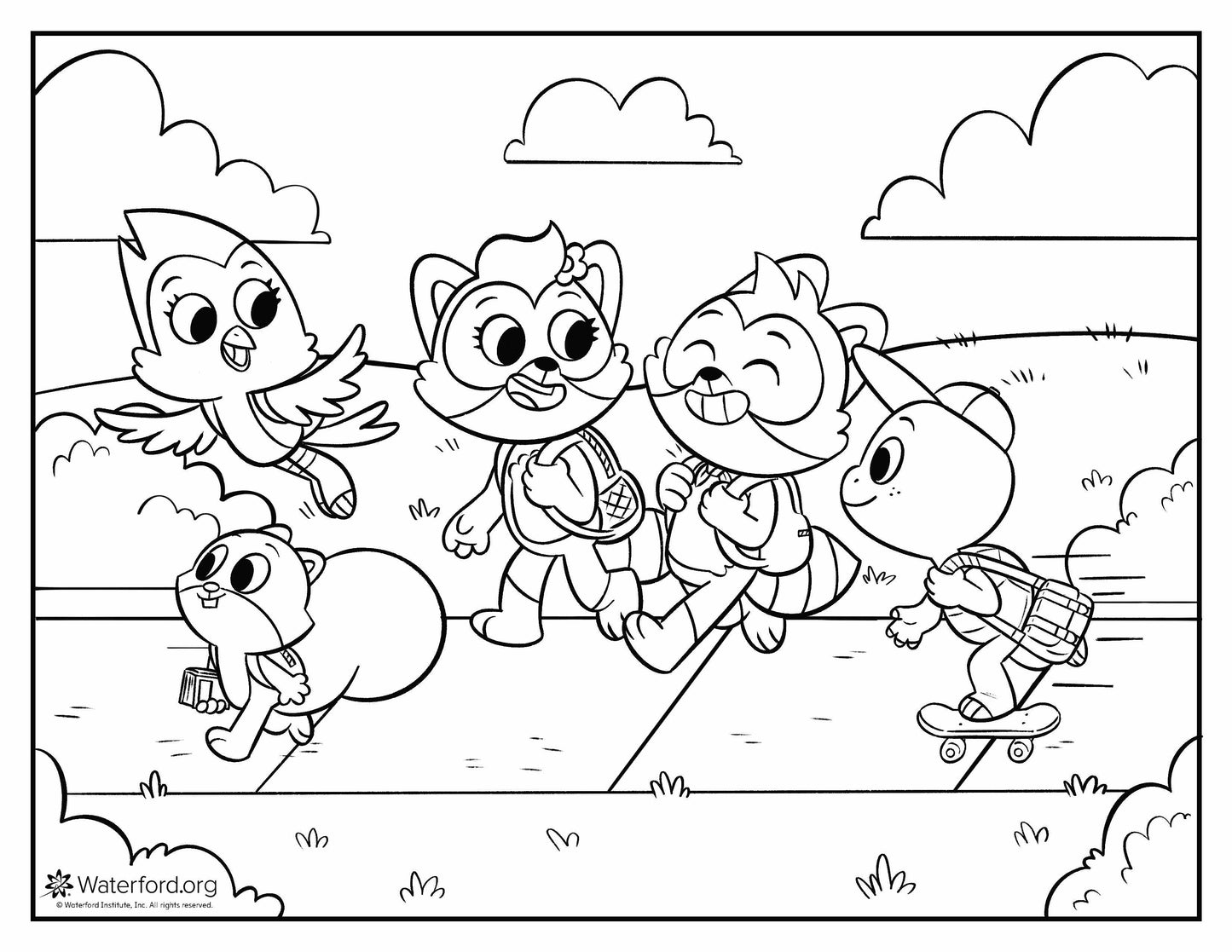 Character Nature Walk Coloring Page - In Stock