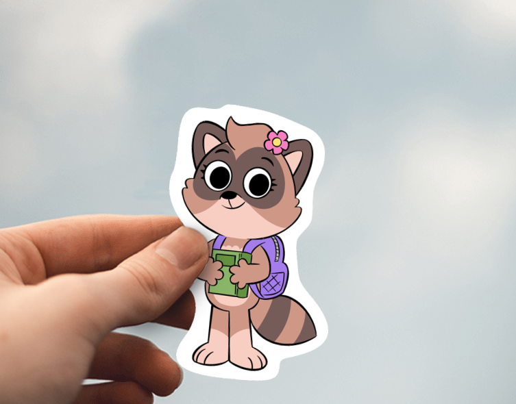 Rosy the Raccoon Die Cut Sticker