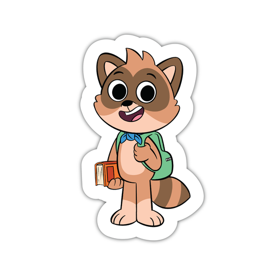 Rusty the Raccoon Die Cut Sticker - In Stock